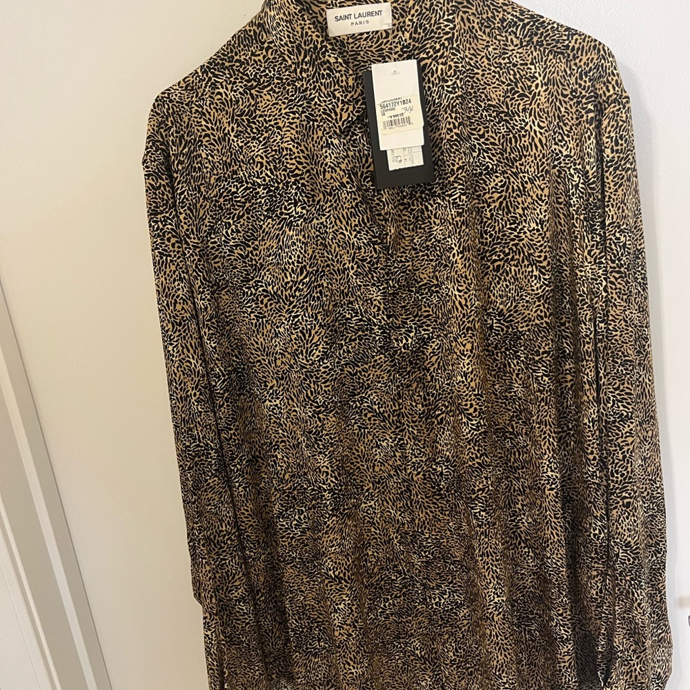 Saint Laurent Men's Leopard Print Shirt - Size 41 Neck 16
